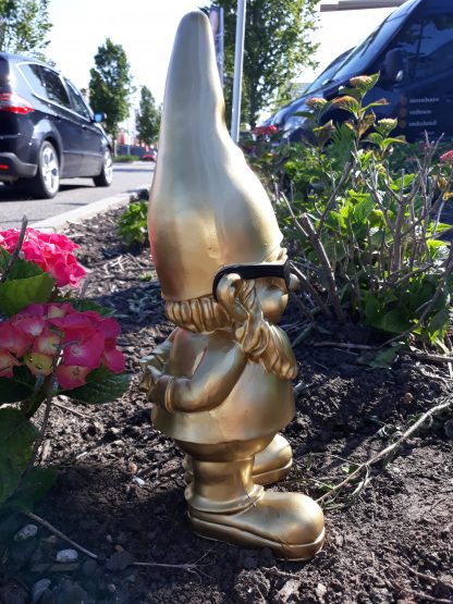 Tuinkabouter goud met zwarte zonnebril - Afbeelding 4