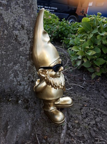 Tuinkabouter goud met zwarte zonnebril - Afbeelding 3