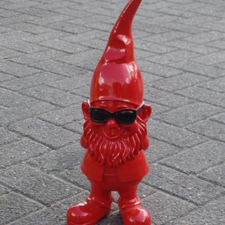 Tuinkabouter met zonnebril rood