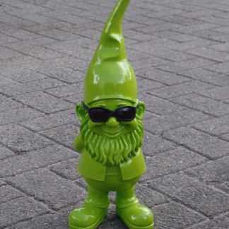 Tuinkabouter groen met zwarte zonnebril