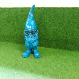 Tuinkabouter blauw met zwarte zonnebril