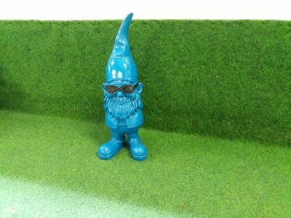 Tuinkabouter blauw met zwarte zonnebril