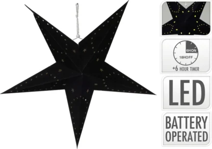 Kerstster verlicht 60cm zwart - Afbeelding 2
