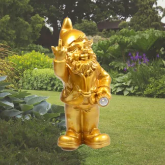 Kabouter met middelvinger goud lampje 2