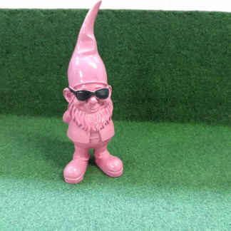 Tuinkabouter met zonnebril in roze kleur