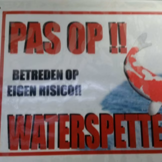 Bordje Pas op Waterspetters 3